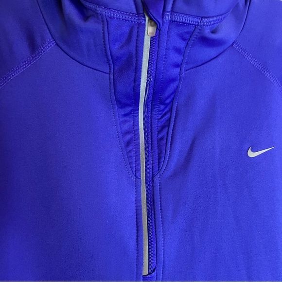 Nike 1/4 Zip Hooded SweatShirt Blue Size Medium Fleece‎ Lined Excellent Cond - Picture 4 of 6